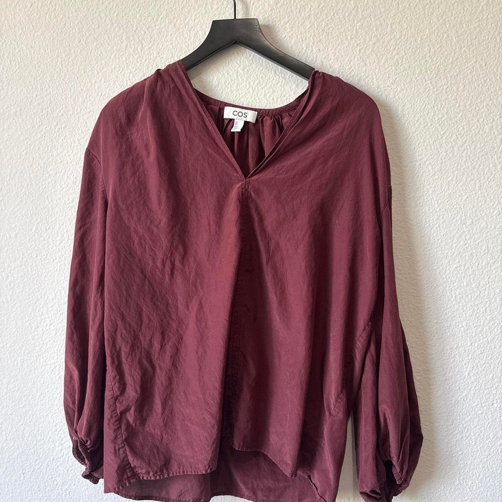 COS Burgundy silk/cotton blouse